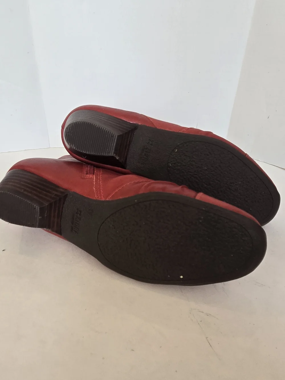 Women's Red Ruched Ankle Booties with Side Zip